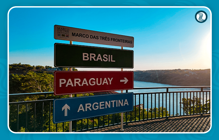 A famosa placa do Marco das Três Fronteiras