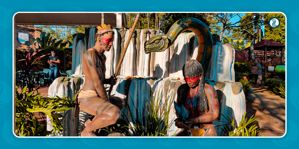 Escultura de Naipi e Tarobá no Marco das Três Fronteiras