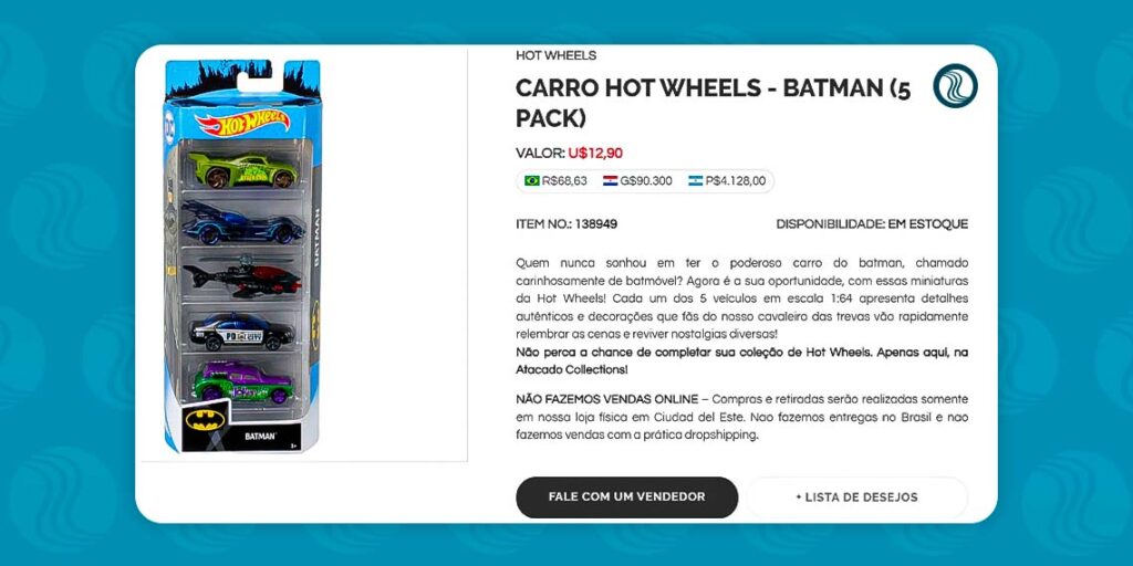 Hot Wheels - Batman | Imagem cedida pela Atacado Collections