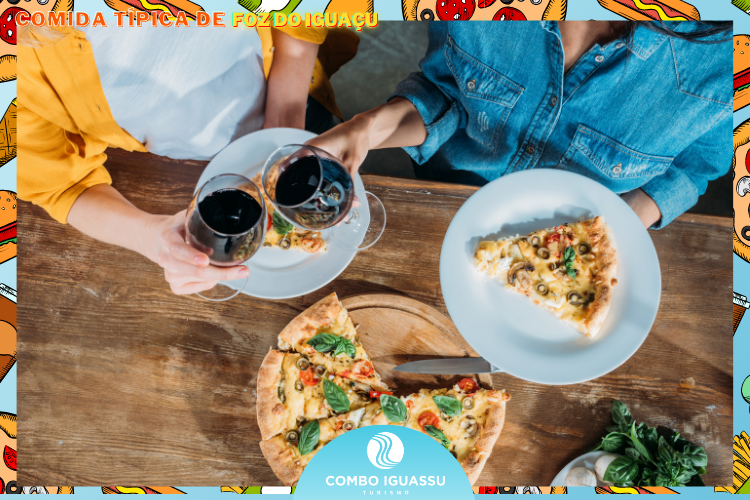 Vinho e pizzas -Comida Típica Italiana
