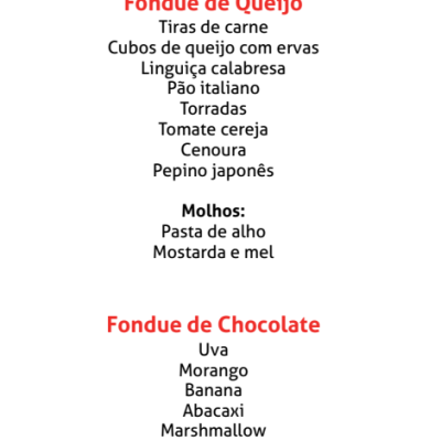 FONDUE TERRAZZO CARDAPIO
